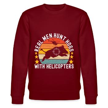 Hunters Wild Boar Hunting - Stanley/Stella CHANGER Unisex Organic Sweatshirt - burgundy - Front - Nik (191cm) & Marisol (170cm)