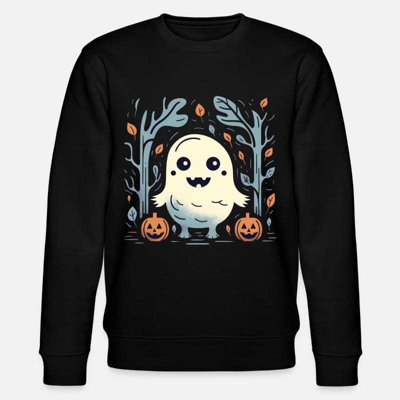 Cute Halloween pumpkins and ghosts - Stanley/Stella CHANGER Unisex Organic Sweatshirt - black
