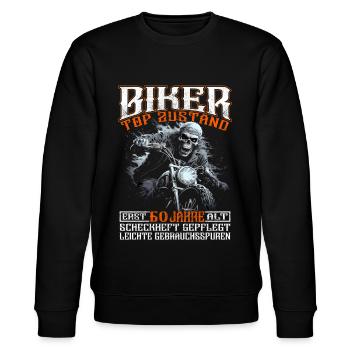 Motorradfahrer & Biker 60. Geburtstag - Stanley/Stella Unisex Bio-Sweatshirt CHANGER  - Schwarz - Vorne - Nik (191cm) & Marisol (170cm)