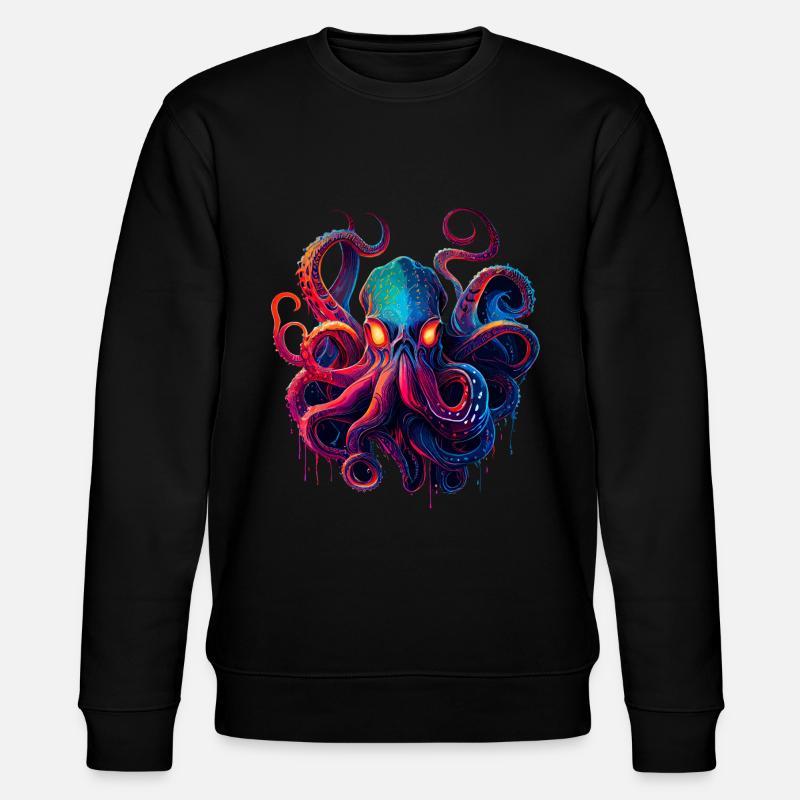 Blæksprutte illustration - Stanley/Stella økologisk unisex-sweatshirt CHANGER  - sort