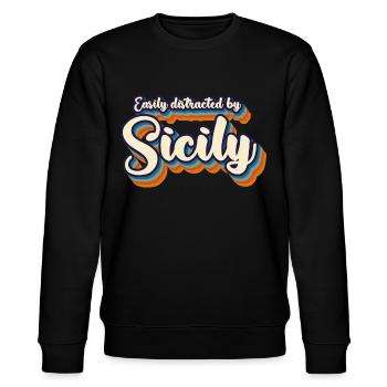 Sizilien Retro Italien Sicilia - Stanley/Stella Unisex Bio-Sweatshirt CHANGER  - Schwarz - Vorne - Nik (191cm) & Marisol (170cm)