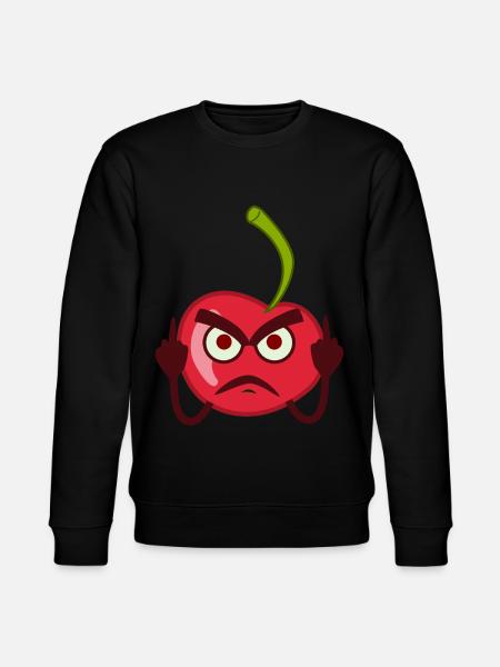 Sour cherry shows middle finger - Stanley/Stella CHANGER Unisex Organic Sweatshirt - black