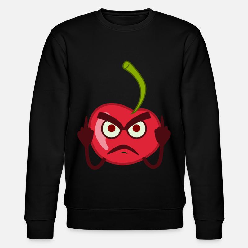 Sour cherry shows middle finger - Stanley/Stella CHANGER Unisex Organic Sweatshirt - black