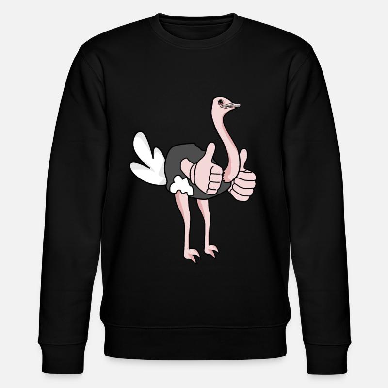 Vogelstrauß gibt Daumen hoch - Stanley/Stella Unisex Bio-Sweatshirt CHANGER  - Schwarz