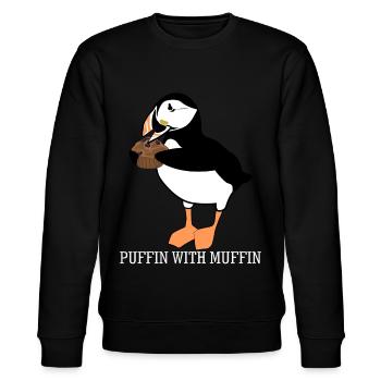 Puffin mit Muffin Papageientaucher - Stanley/Stella Unisex Bio-Sweatshirt CHANGER  - Schwarz - Vorne - Nik (191cm) & Marisol (170cm)