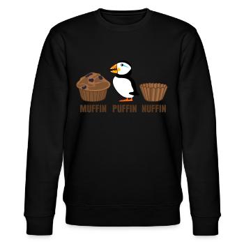 Puffin Muffin Witz Papageientaucher - Stanley/Stella Unisex Bio-Sweatshirt CHANGER  - Schwarz - Vorne - Nik (191cm) & Marisol (170cm)