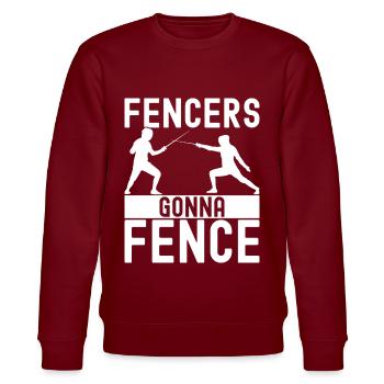 Fechten Fechtsport - Stanley/Stella Unisex Bio-Sweatshirt CHANGER  - Burgunderrot - Vorne - Nik (191cm) & Marisol (170cm)
