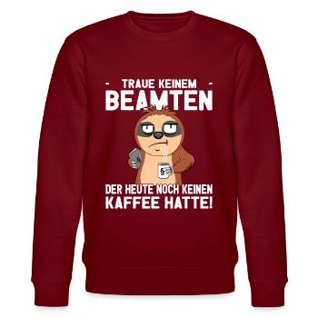 Beamtensprüche - öffentlicher Dienst - Faultier - Stanley/Stella Unisex Bio-Sweatshirt CHANGER  - Burgunderrot - Vorne - Nik (191cm) & Marisol (170cm)
