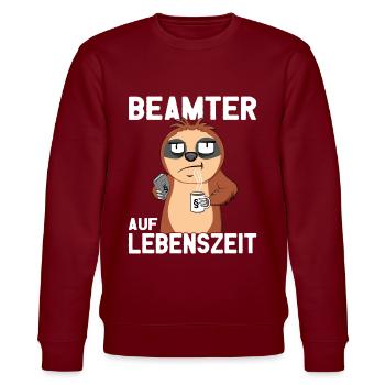 Beamtensprüche - öffentlicher Dienst - Faultier - Stanley/Stella Unisex Bio-Sweatshirt CHANGER  - Burgunderrot - Vorne - Nik (191cm) & Marisol (170cm)