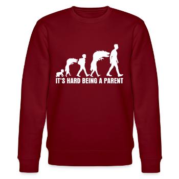 Parents Defiant phase Puberty Father Mother - Stanley/Stella CHANGER Unisex Organic Sweatshirt - burgundy - Front - Nik (191cm) & Marisol (170cm)