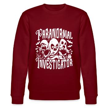 Geisterjagd Paranormal Investigator - Stanley/Stella Unisex Bio-Sweatshirt CHANGER  - Burgunderrot - Vorne - Nik (191cm) & Marisol (170cm)