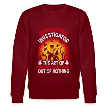 Geisterjagd Paranormal Investigator - Stanley/Stella Unisex Bio-Sweatshirt CHANGER  - Burgunderrot - Vorne - Nik (191cm) & Marisol (170cm)