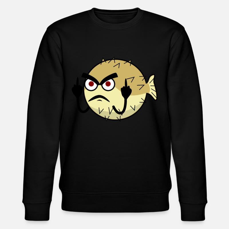 Kugelfisch zeigt Mittelfinger - Stanley/Stella Unisex Bio-Sweatshirt CHANGER  - Schwarz