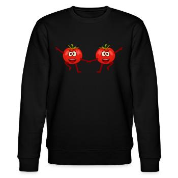 Tomatoes Dance Boogie Woogie Tomato - Stanley/Stella Unisex Bio-Sweatshirt CHANGER  - Schwarz - Vorne - Nik (191cm) & Marisol (170cm)