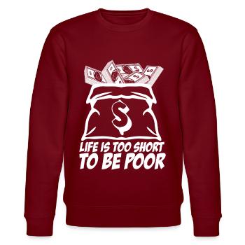 Rich and Poor Stocks Market Capitalism - Stanley/Stella Unisex Bio-Sweatshirt CHANGER  - Burgunderrot - Vorne - Nik (191cm) & Marisol (170cm)