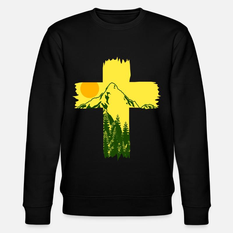 Jesus Christ Mountains Cross - Stanley/Stella Unisex Bio-Sweatshirt CHANGER  - Schwarz