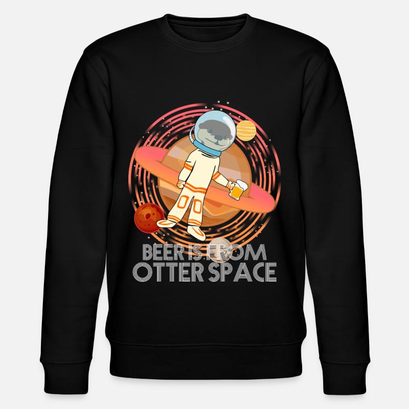 Otter in Space with Beer - Stanley/Stella Unisex Bio-Sweatshirt CHANGER  - Schwarz