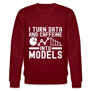 Data Science Datenanalyst - Stanley/Stella Unisex Bio-Sweatshirt CHANGER  - Burgunderrot - Vorne - Nik (191cm) & Marisol (170cm)