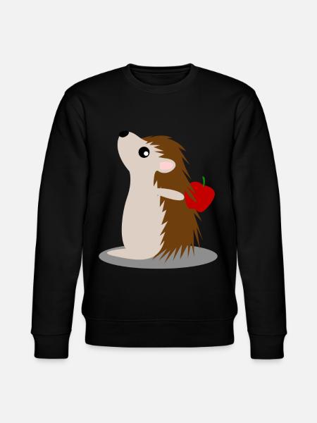 Hedgehog with Apple Hedgehogs - Stanley/Stella CHANGER Unisex Organic Sweatshirt - black