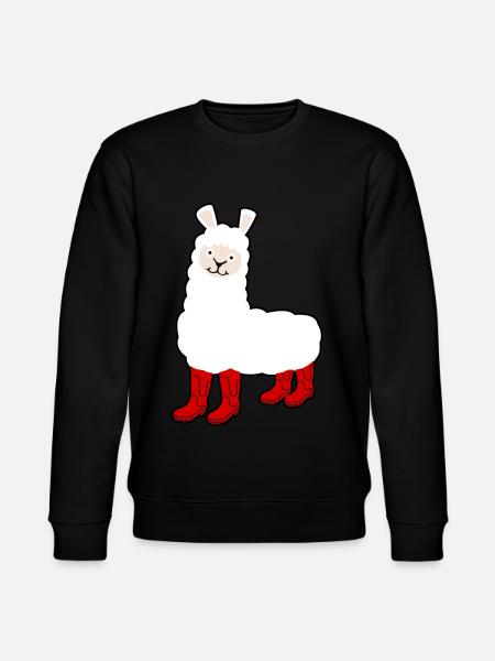 Alpaca with Red Rain Boots - Stanley/Stella CHANGER Unisex Organic Sweatshirt - black