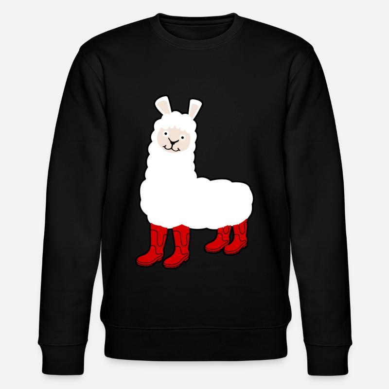 Alpaca with Red Rain Boots - Stanley/Stella CHANGER Unisex Organic Sweatshirt - black