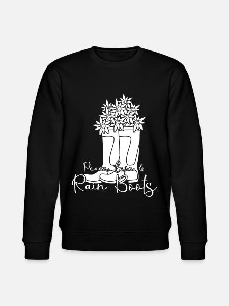 Rain Boots with Flowers - Stanley/Stella CHANGER Unisex Organic Sweatshirt - black
