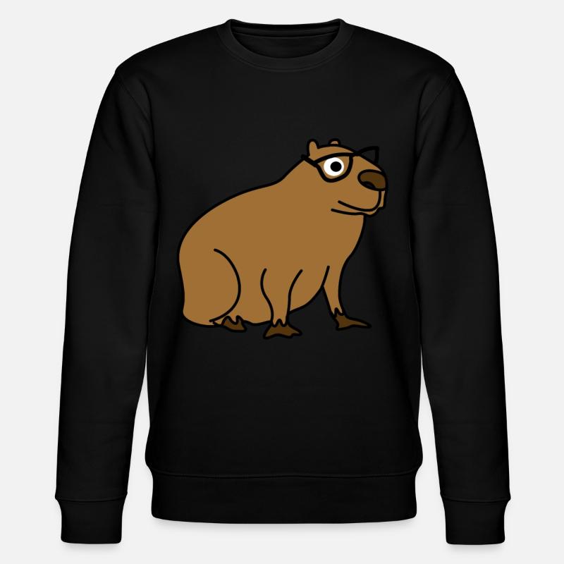 Capybara with Nerd Glasses Capybaras - Stanley/Stella Unisex Bio-Sweatshirt CHANGER  - Schwarz