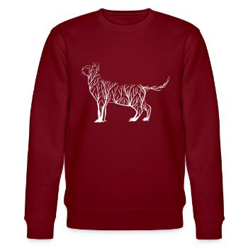 Katze Mieze Kater Miezekatze - Stanley/Stella Unisex Bio-Sweatshirt CHANGER  - Burgunderrot - Vorne - Nik (191cm) & Marisol (170cm)