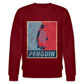 Pinguin Retro - Stanley/Stella Unisex Bio-Sweatshirt CHANGER  - Burgunderrot - Vorne - Nik (191cm) & Marisol (170cm)