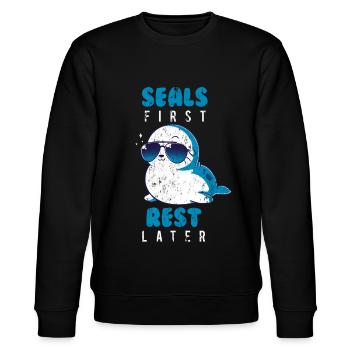Seal Sea Beach - Stanley/Stella CHANGER Unisex Organic Sweatshirt - black - Front - Nik (191cm) & Marisol (170cm)