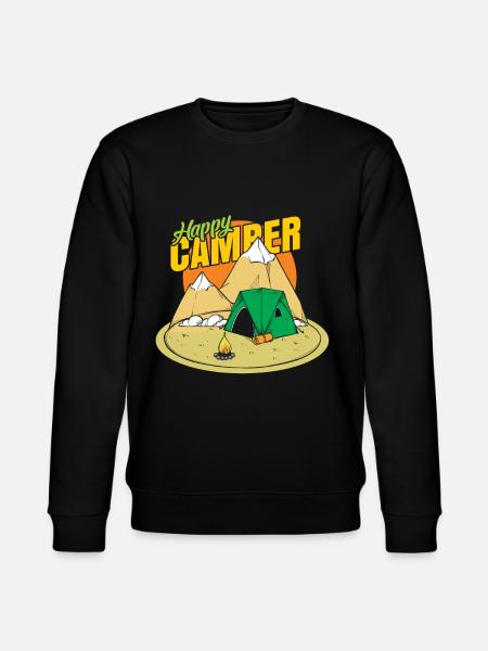 Camping Happy Mountains Tent Gift - Stanley/Stella CHANGER Unisex Organic Sweatshirt - black