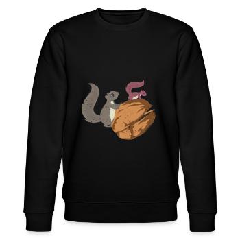 Eichhörnchen und Nuss Haselnuss Baumnuss Eichel - Stanley/Stella Unisex Bio-Sweatshirt CHANGER  - Schwarz - Vorne - Nik (191cm) & Marisol (170cm)
