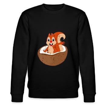 Eichhörnchen und Nuss Haselnuss Baumnuss Eichel - Stanley/Stella Unisex Bio-Sweatshirt CHANGER  - Schwarz - Vorne - Nik (191cm) & Marisol (170cm)