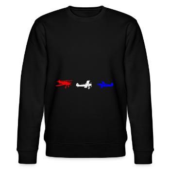plane - Stanley/Stella CHANGER Unisex Organic Sweatshirt - black - Front - Nik (191cm) & Marisol (170cm)