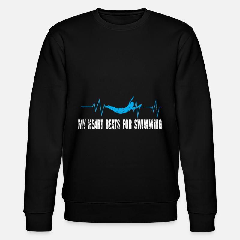 Schwimmer Herzschlag Geschenk - Stanley/Stella Unisex Bio-Sweatshirt CHANGER - Schwarz