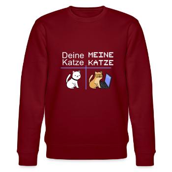 Nerd Informatiker mit Katze Geschenk IT Katzen - Stanley/Stella Unisex Bio-Sweatshirt CHANGER  - Burgunderrot - Vorne - Nik (191cm) & Marisol (170cm)