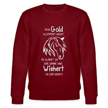 Pferde Text - Stanley/Stella Unisex Bio-Sweatshirt CHANGER  - Burgunderrot - Vorne - Nik (191cm) & Marisol (170cm)