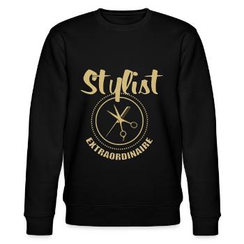 Friseur Frisör Friseurin Frisörin Friseuse - Stanley/Stella Unisex Bio-Sweatshirt CHANGER  - Schwarz - Vorne - Nik (191cm) & Marisol (170cm)