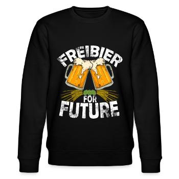 Fridays for Future Parodie / Freibier for future - Stanley/Stella Unisex Bio-Sweatshirt CHANGER  - Schwarz - Vorne - Nik (191cm) & Marisol (170cm)