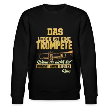 Trompete Leben - Stanley/Stella Unisex Bio-Sweatshirt CHANGER  - Schwarz - Vorne - Nik (191cm) & Marisol (170cm)