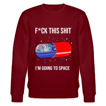 Astronaut in Mdma Pille, High im Weltraum Goa Fan - Stanley/Stella Unisex Bio-Sweatshirt CHANGER  - Burgunderrot - Vorne - Nik (191cm) & Marisol (170cm)