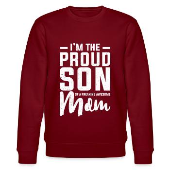Mutter Muttertag Mama mum mom Geschenk Supermom - Stanley/Stella Unisex Bio-Sweatshirt CHANGER  - Burgunderrot - Vorne - Nik (191cm) & Marisol (170cm)