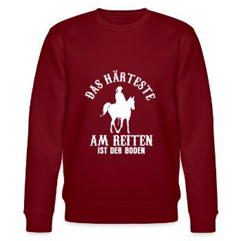 Pferd Reiten - Stanley/Stella Unisex Bio-Sweatshirt CHANGER  - Burgunderrot - Vorne - Nik (191cm) & Marisol (170cm)