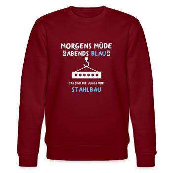 Stahlbau Stahlbauer Geschenk Geschenkidee Metall - Stanley/Stella Unisex Bio-Sweatshirt CHANGER  - Burgunderrot - Vorne - Nik (191cm) & Marisol (170cm)
