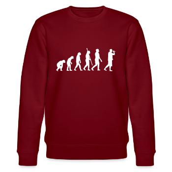 Evolution Rapper Rapgeschichte Hip-Hop Rap - Stanley/Stella Unisex Bio-Sweatshirt CHANGER  - Burgunderrot - Vorne - Nik (191cm) & Marisol (170cm)