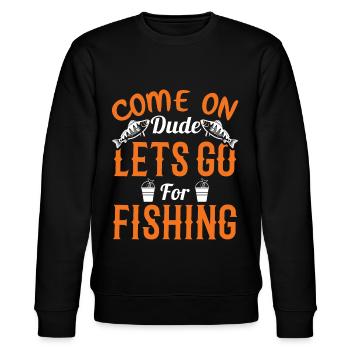 Anglershirt für Freunde Kumpel - Stanley/Stella Unisex Bio-Sweatshirt CHANGER  - Schwarz - Vorne - Nik (191cm) & Marisol (170cm)