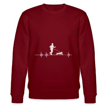 Canicross Herzschlag - Stanley/Stella Unisex Bio-Sweatshirt CHANGER  - Burgunderrot - Vorne - Nik (191cm) & Marisol (170cm)
