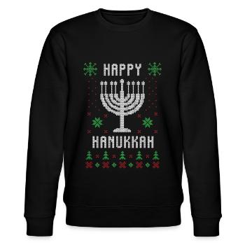 Happy hanukkah ugly christmas - Stanley/Stella Unisex Bio-Sweatshirt CHANGER  - Schwarz - Vorne - Nik (191cm) & Marisol (170cm)