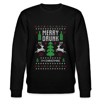 Saufen ugly cristmas sweater - Stanley/Stella Unisex Bio-Sweatshirt CHANGER  - Schwarz - Vorne - Nik (191cm) & Marisol (170cm)