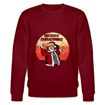 Merry Christmas Hiphop Santa Rap Xmas Vintage - Stanley/Stella Unisex Bio-Sweatshirt CHANGER  - Burgunderrot - Vorne - Nik (191cm) & Marisol (170cm)